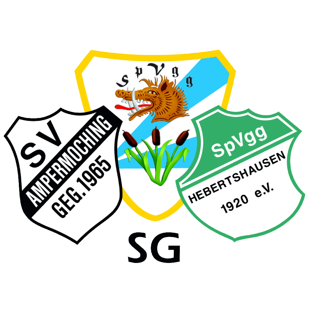 Vereinslogo SG Ampermoching Hebertshausen Röhrmoos bunt, 8,0 cm, weiß/bunt