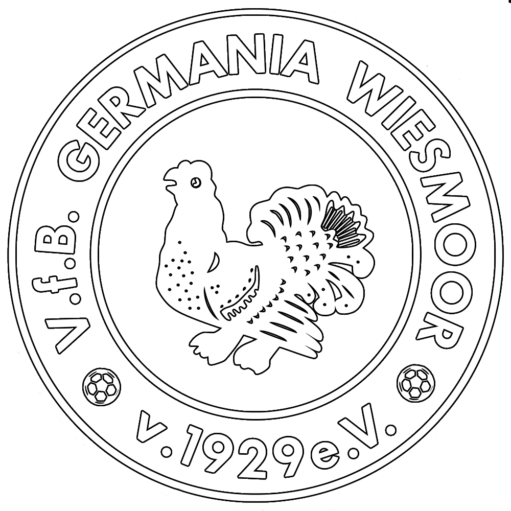 Vereinslogo VfB Germania Wiesmoor, 8,0 cm, weiß/weiß