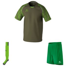 Erima Evo Star Trikotsatz Herren Damen 3-teilig Fussball Trikot Short mit Innenslip Stutzenstrumpf