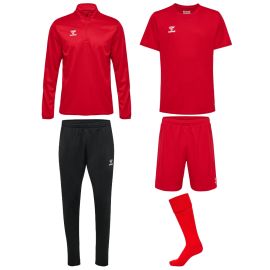 Hummel Essential Fussball Trainingstop Set Herren Damen 5-teilig Trainingstop Trainingshose Fussball Trikot Shorts Sockenstutzen
