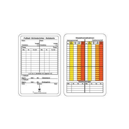 Schiedsrichter Spielnotizkarten