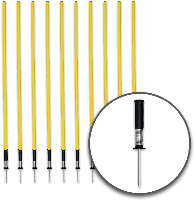 AufuN Slalomstangen Set 180cm, 6-delig Trainingsstangen met stalen punten en draagtas, Agiliteitsstangen voor Agility- & Coördinatietraining – voor voetbal & hondensport (1,8M
