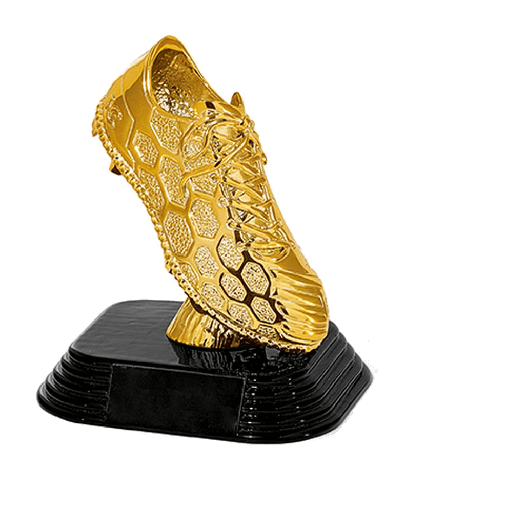 Trophäe Fußball inklusiv 30 Buchstaben Gravur gold schwarz