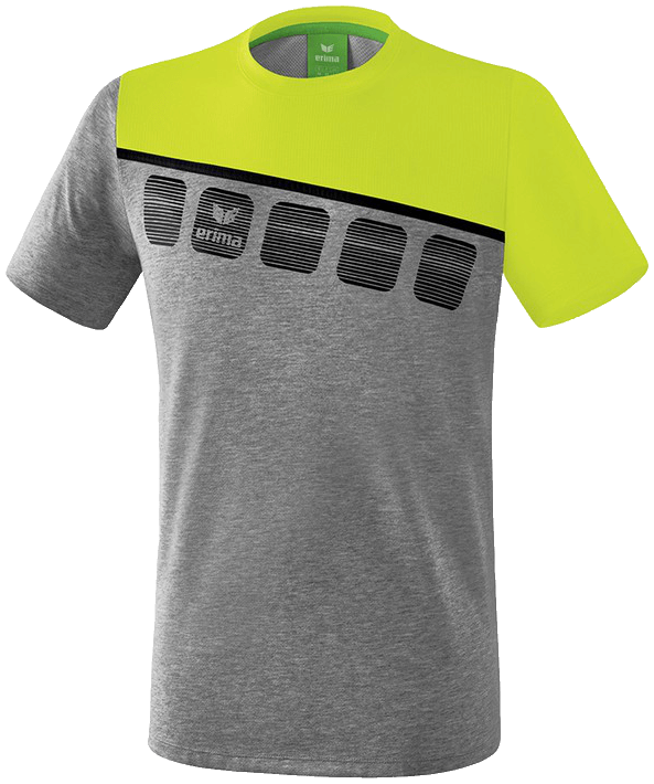 Erima 5-C T-Shirt Teamline, 128, grau/limonegrün