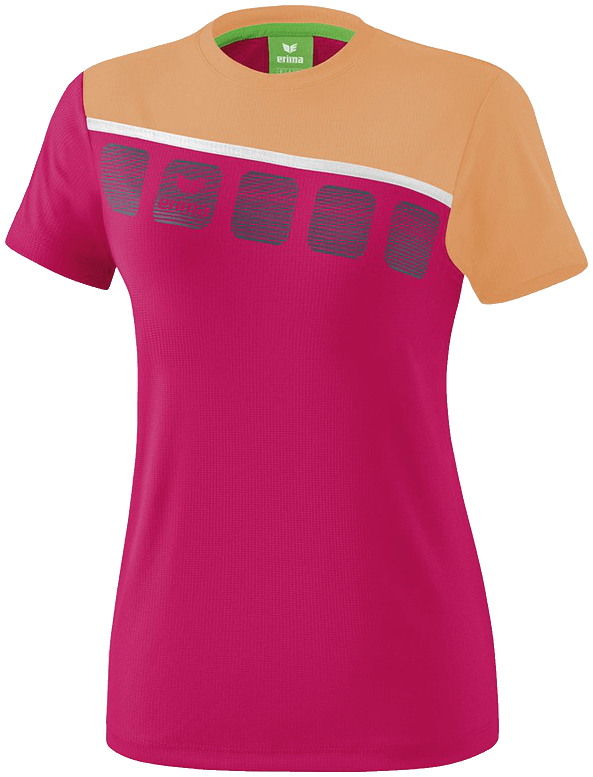 Erima 5-C T-Shirt Teamline, 164, weinrot/orange
