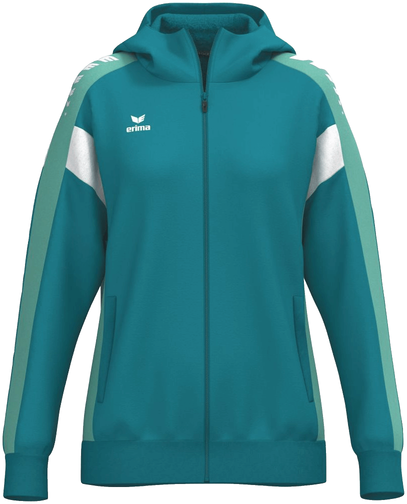 Erima Celebrate 125 Trainingsjacke mit Kapuze, 38, türkis/weiß
