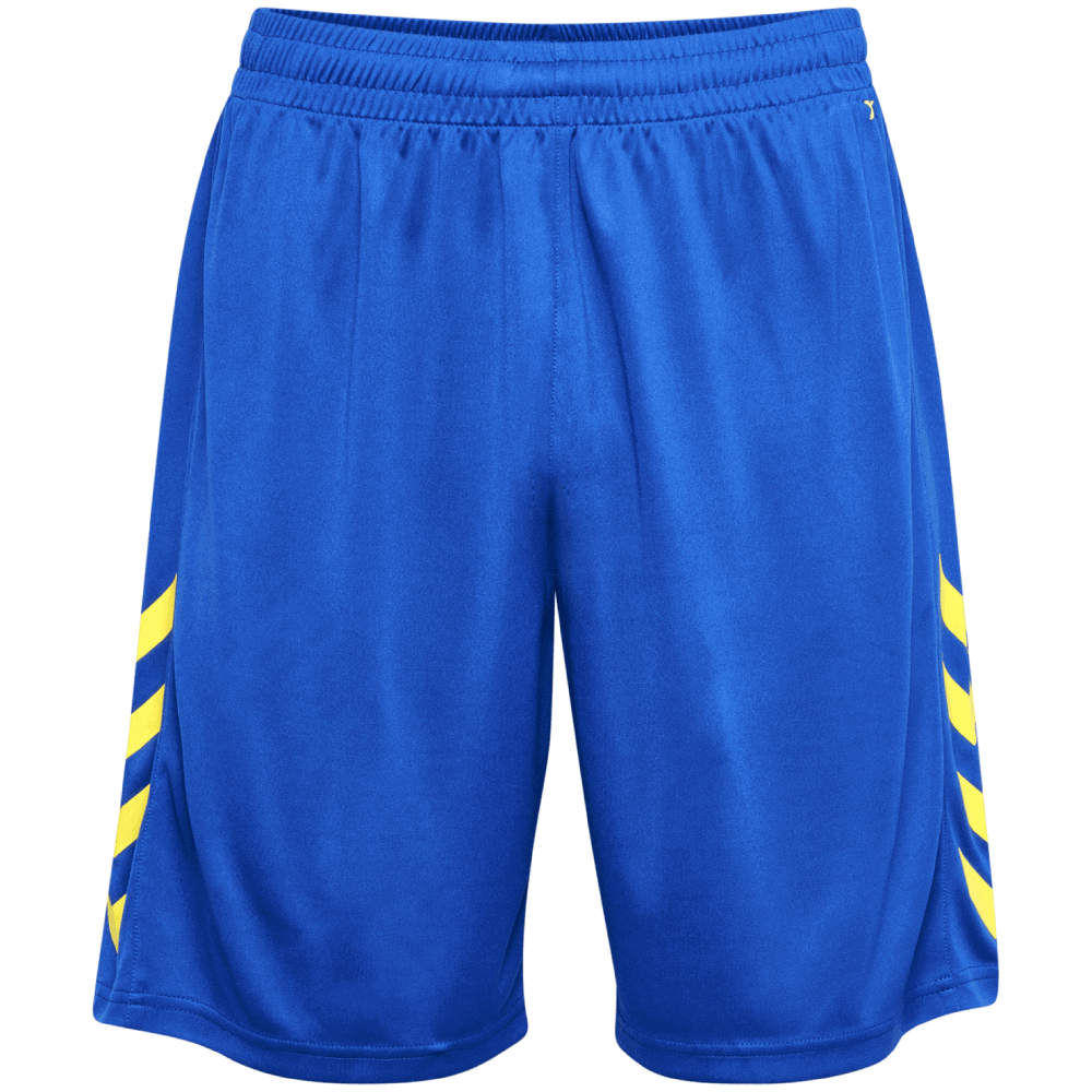 Hummel Core XK Polyestershorts, XXXL, blau/neongelb