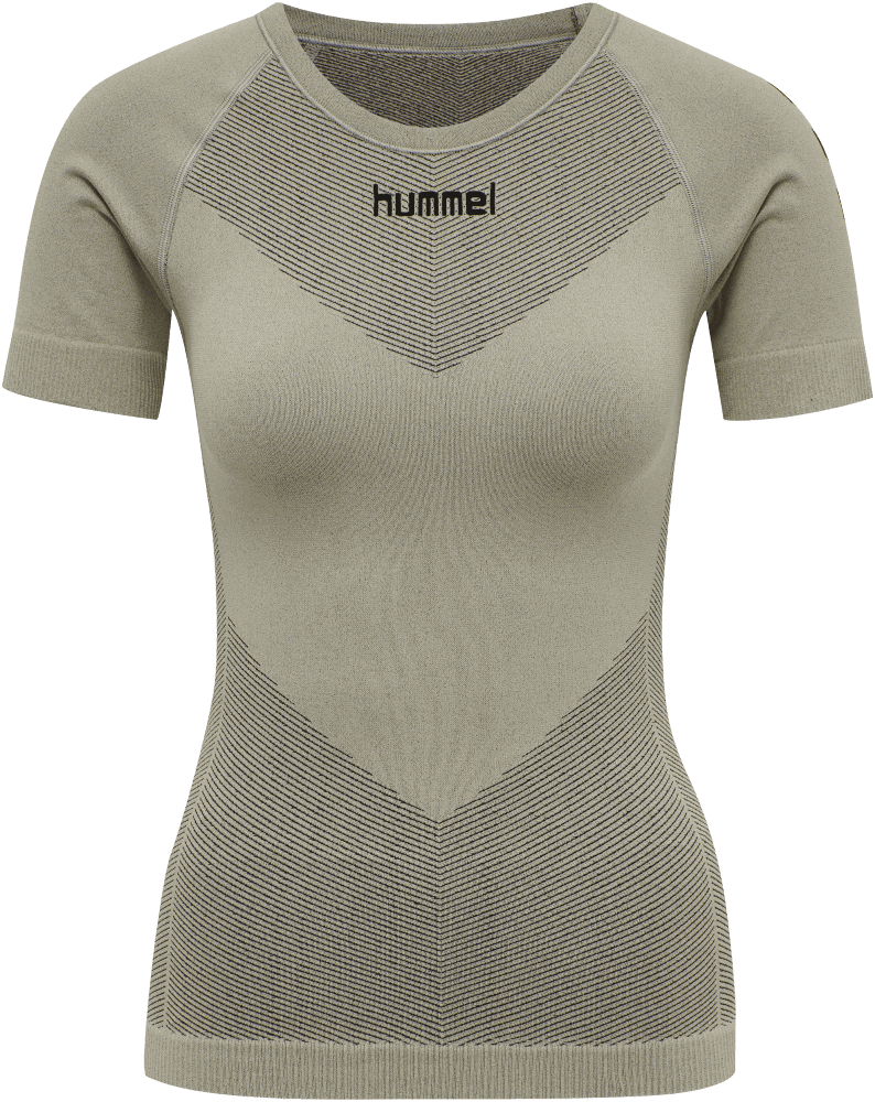 Hummel Damen kurzarm Funktionsshirt First Seamless, M-L, grau/weiß