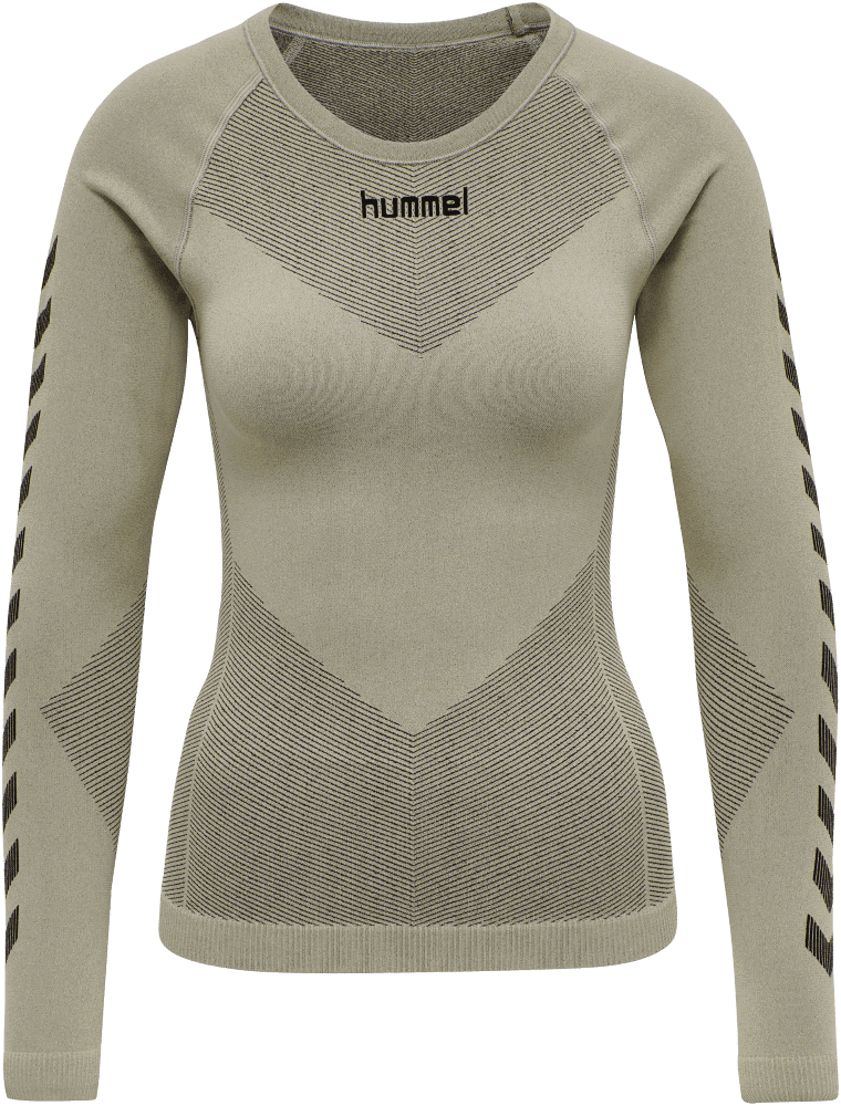 Hummel Damen langarm Funktionsshirt First Seamless, M-L, grau/weiß