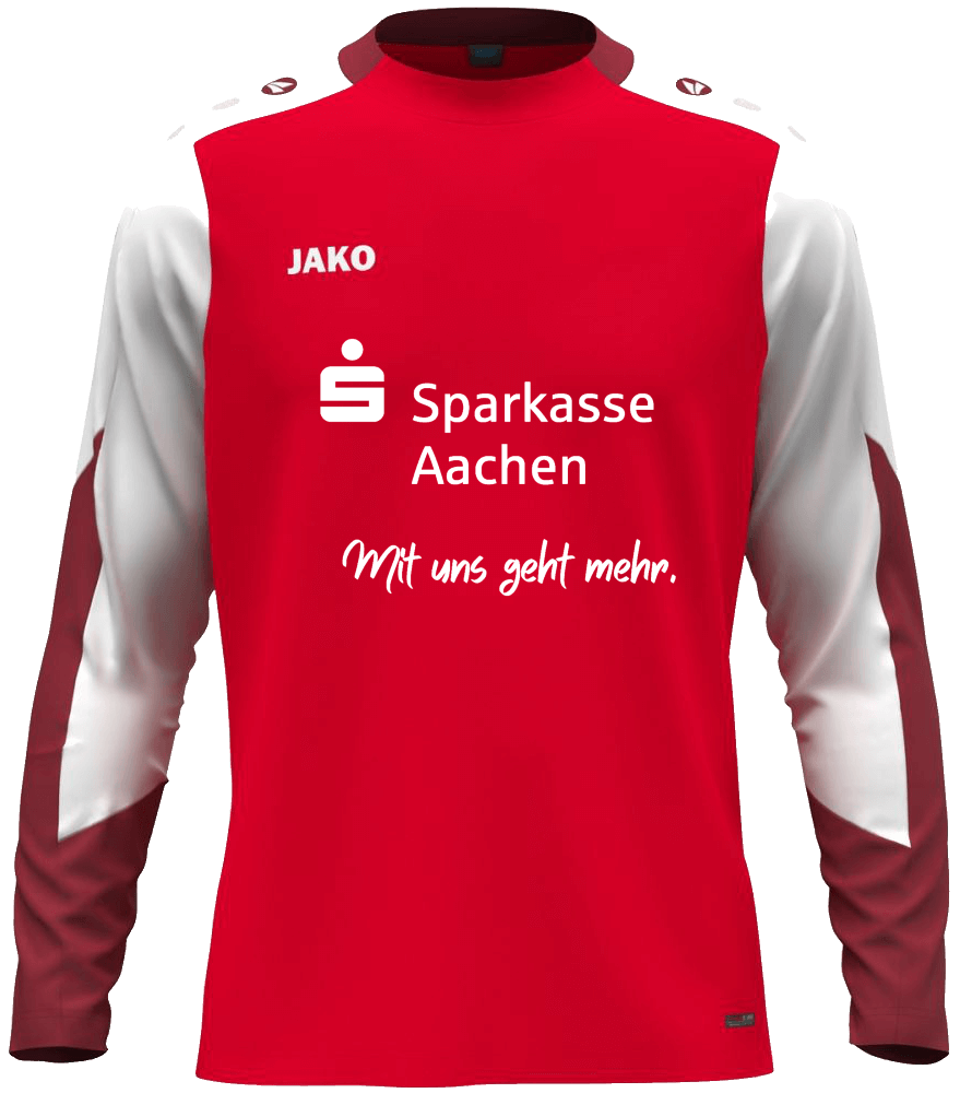 Jako Longsleeve Sparkasse Aachen Dynamic, 3XL, rot/dunkelrot/weiß