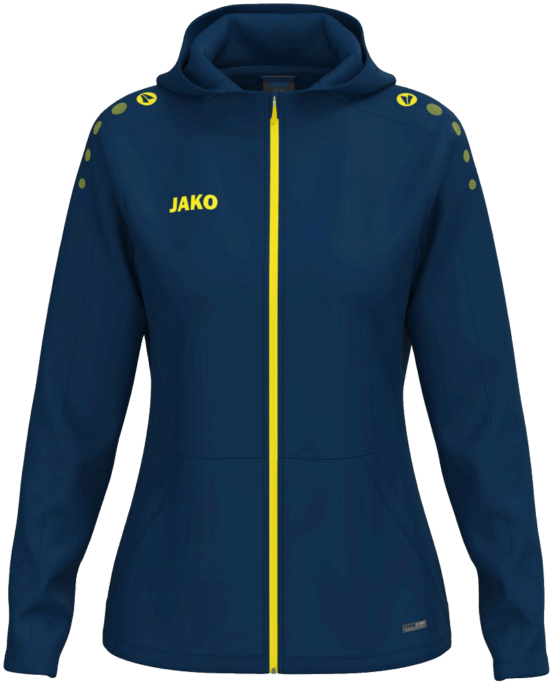 Jako One Damen Trainingsjacke mit Kapuze Light, 46-48, navy/gelb