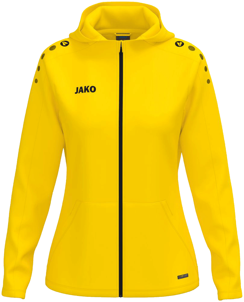 Jako One Damen Trainingsjacke mit Kapuze Light, 46-48, gelb/schwarz