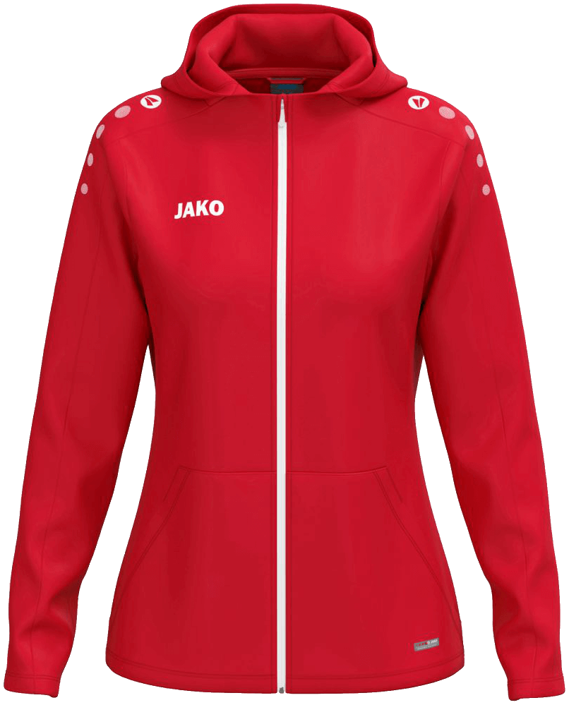 Jako One Damen Trainingsjacke mit Kapuze Light, 46-48, rot/weiß