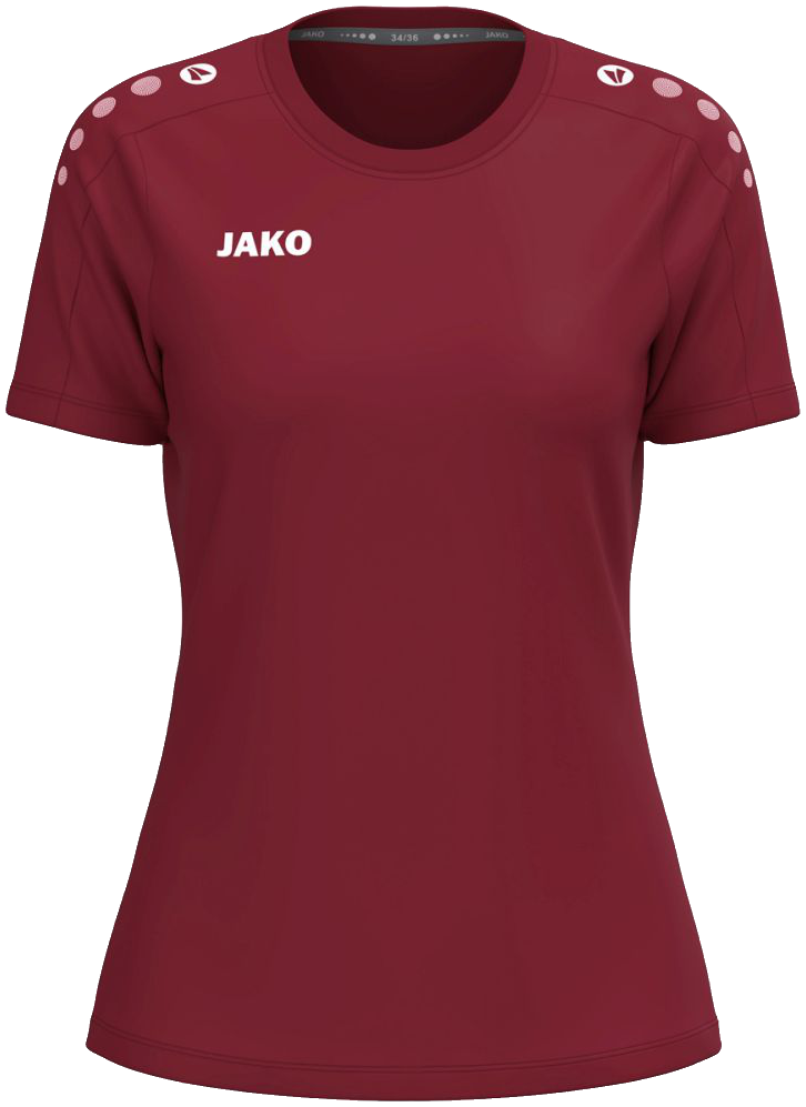 Jako One Damen T-Shirt Cotton, 42-44, weinrot/weiß