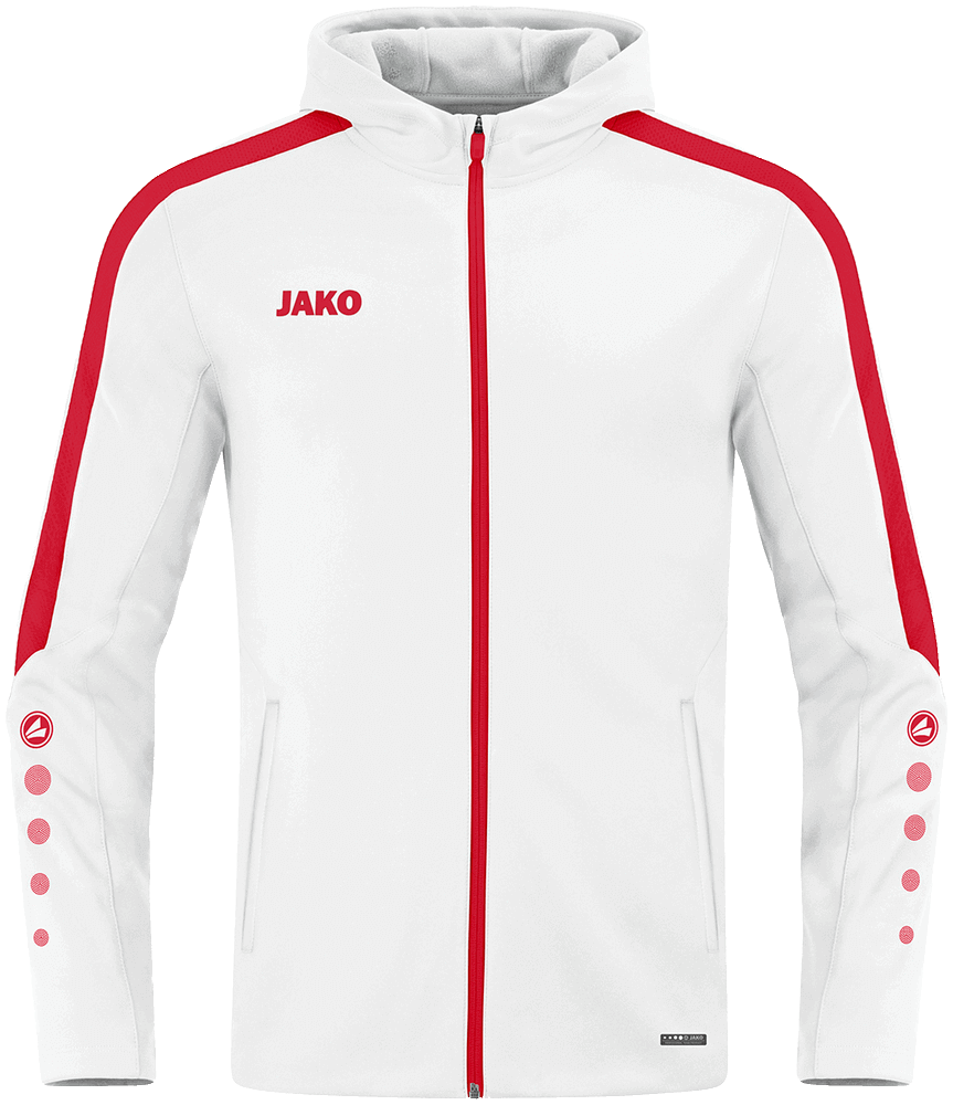 Jako Power Kapuzenjacke, 4XL, weiß/rot