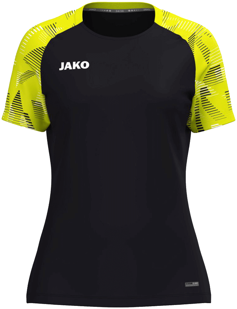 Jako Sonic Damen T-Shirt, 46-48, schwarz/neongelb