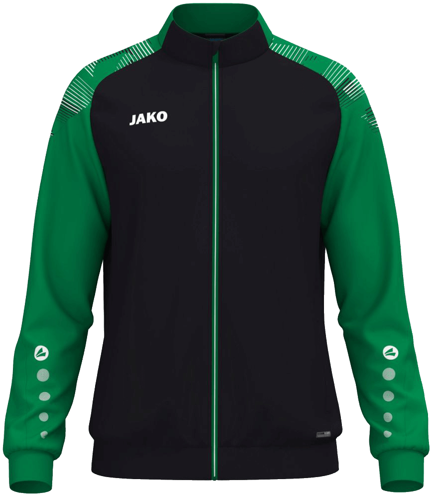 Jako Sonic Polyesterjacke, 164, schwarz/grün/weiß