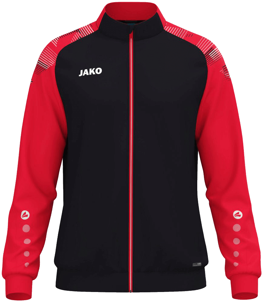 Jako Sonic Polyesterjacke, 164, schwarz/rot/weiß
