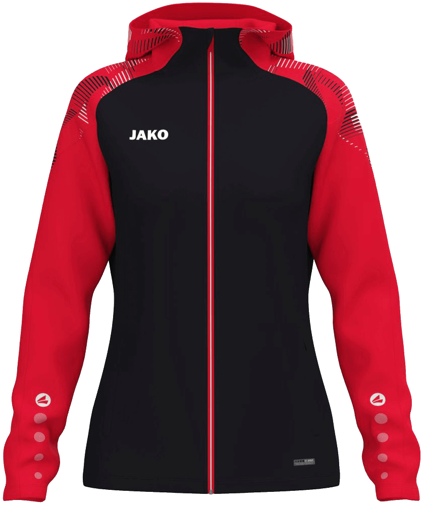 Jako Sonic Trainingsjacke mit Kapuze, 46-48, schwarz/rot/weiß