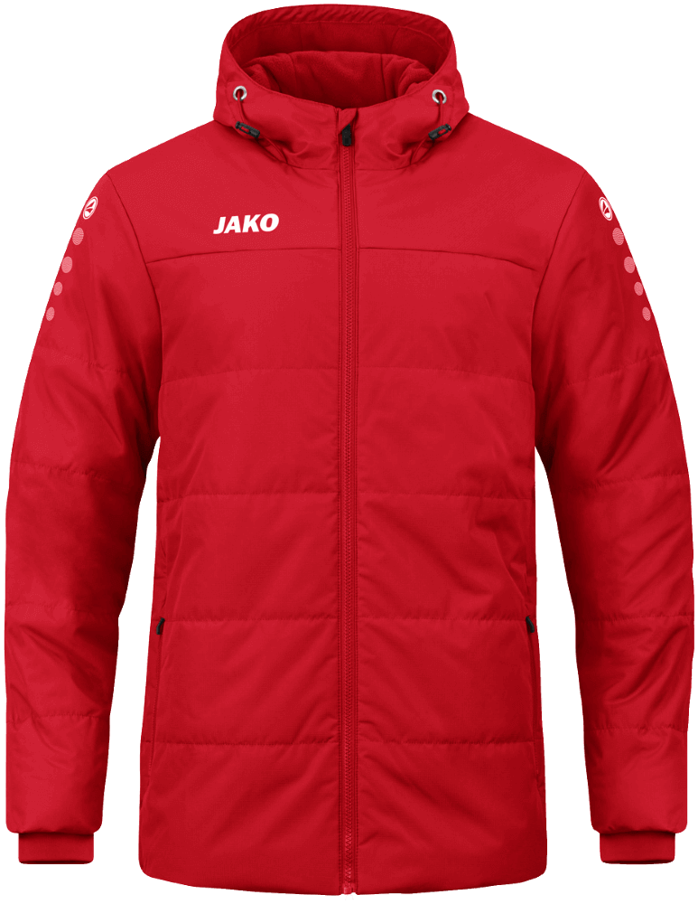 Jako Team Coachjacke mit Kapuze, 4XL, rot/weiß/schwarz