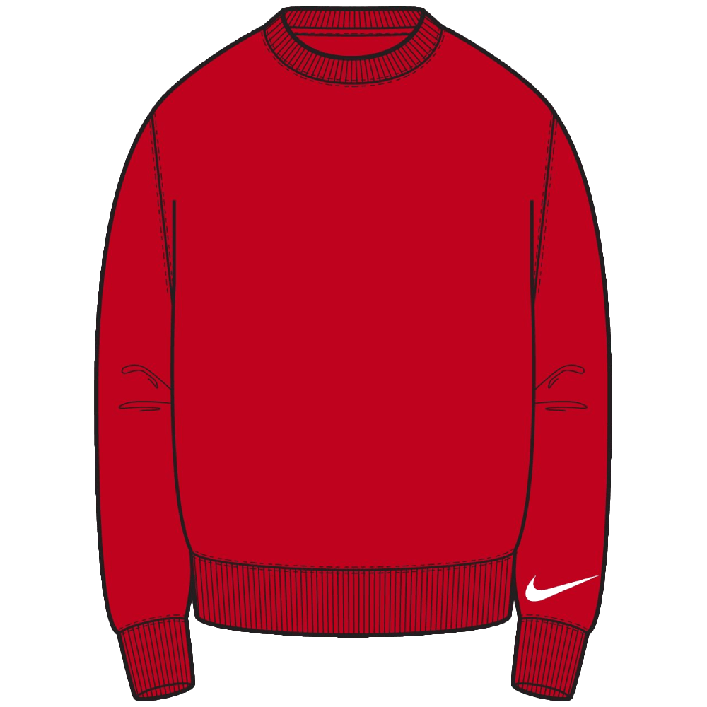 Nike Park 26 Fleece Crew Sweatshirt Blank, 3XL, rot/weiß