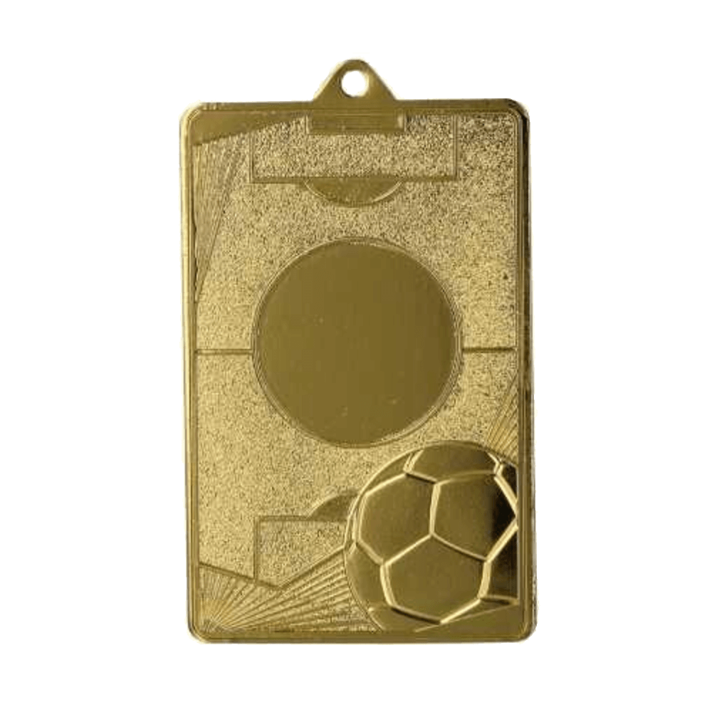 Fußball-Medaille mit farbigem Sondermotiv 7 x 4,5cm gold