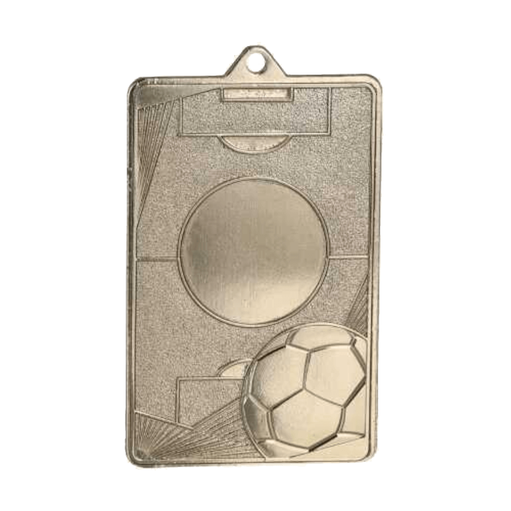 Fußball-Medaille mit farbigem Sondermotiv 7 x 4,5cm silber
